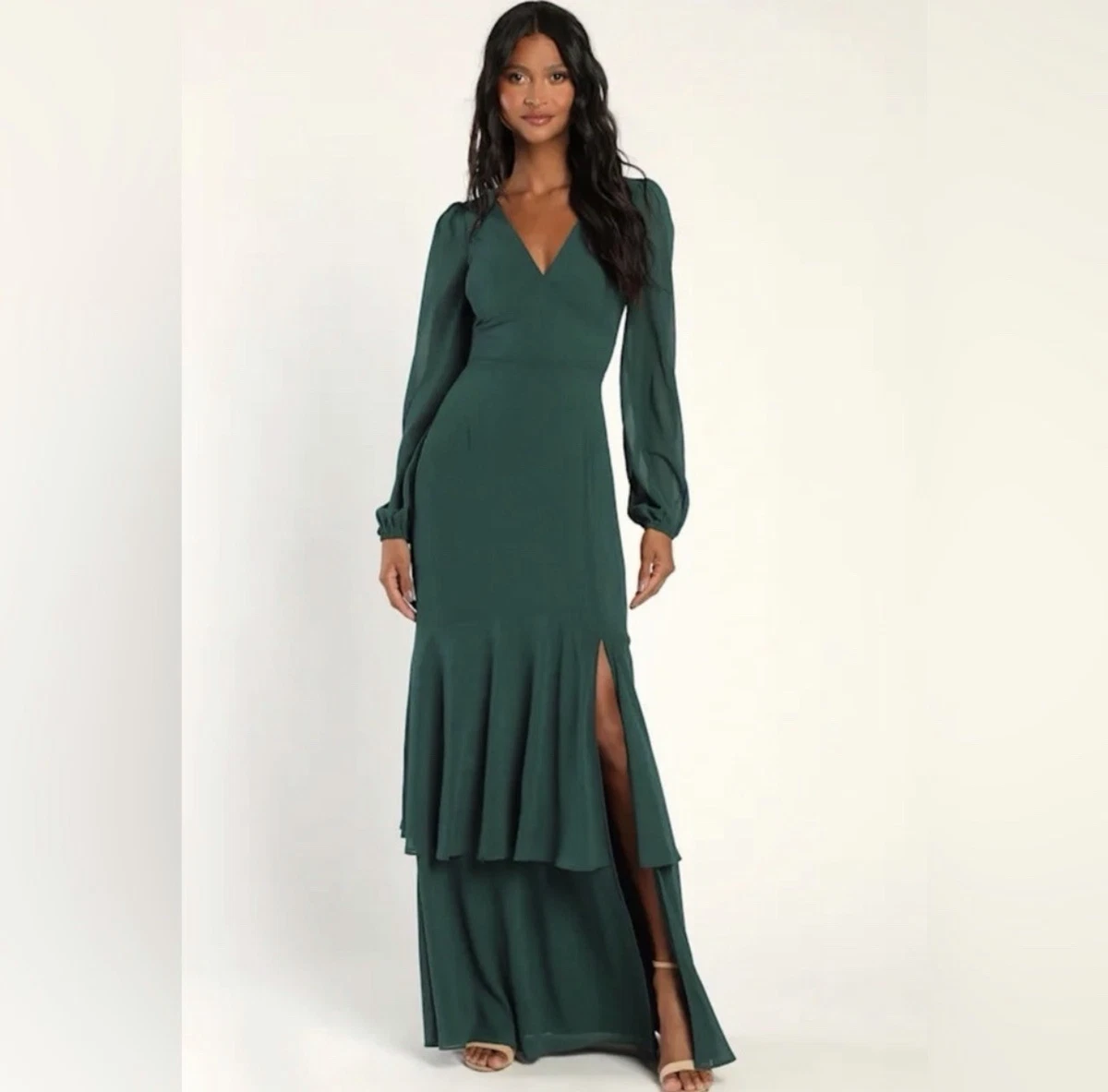 Chiffon Long Solid Long Sleeve Maxi Dresses for Women for sale | eBay