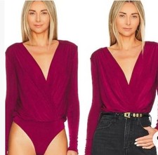 Free People Intimately Turnt Plunge Thong Bodysuit M Rhubarb Pink NEW w TAG 68