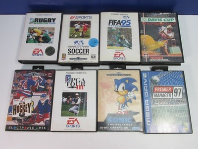 Vintage Sega Mega Drive Videospiel Konvolut Restposten PAL SONIC FIFA PGA RUGBY NHL