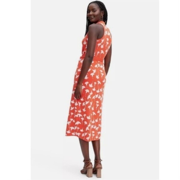 DVF Diane von Furstenberg x Target orange gingko floral knit wrap midi dress XS View 2