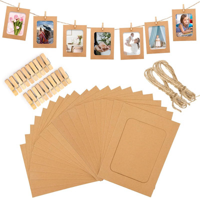 joycraft 20Pcs Paper Photo Frames, 4x6 Inch Kraft inch, Brown 