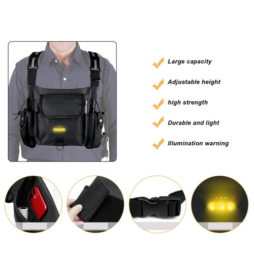 Radio Chest Harness Rig Radio Chest Front Pack Walkie Talkie Kamizelka z refl OY - Zdjęcie 12 z 23
