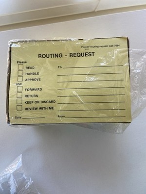 Scotch 3M Post It Original Routing Request Office Note Pads New #7664 Yellow 600