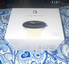 Google Pixel Watch (Fitbit) 41mm Silver Stainless Steel Beige Silicone Band at eBay