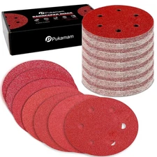 105 Pcs 6 inch Sanding Discs 60 80 120 180 240 320 400 Grit 6 Hole Hook and Loop