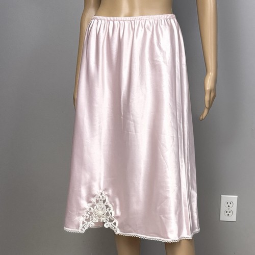 Vintage Sliperfection Pink Satin Half Slip Plus Size 3X Waist 40/42 Lace Shiny