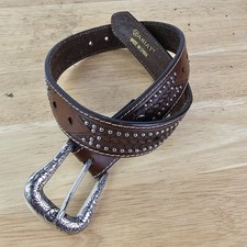 Ariat Kids 22 Belt Brown Leather Studded Silver Buckle Western Cowboy Accessory