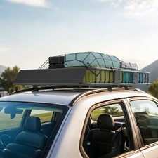 HOMCOM Dachkorb Auto Dachträger Universal Gepäckkorb Gepäckträger Metall Schwarz