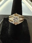 Vintage 3PCS, Wedding Ring Set, Yellow Gold Over 925 Silver, SZ 5.5