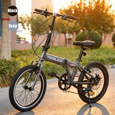 20 inch Unisex Folding Bike 7 Speed Adult Kids City Bike Disc Brakes Bicycle NEW