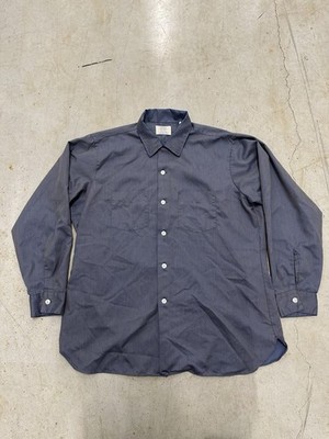 Vintage 50s 60s Arrow Decton Loop Collar Blue Shirt Large Iridescent Sanforized