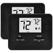 2 Pack - Digital Thermostat with Large Display, Non-Programmable, Compatible