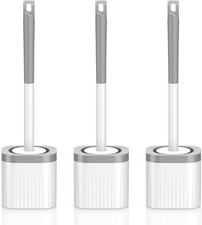 Toilet Brush, 3 Pack Compact Toilet Bowl Brush and Holder Set with Nylon