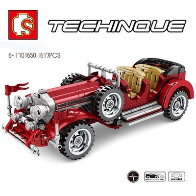 Sembo Block 701650 Oldtimer rot   Pullback Function 617 Teile gebraucht