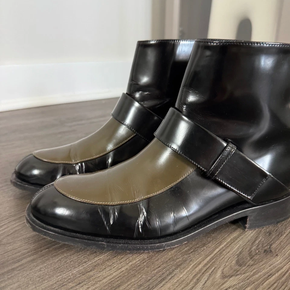 Botines Marni Dos Tonos Charol Tacón Punta Redonda Talla 37 Foto 3 de 4