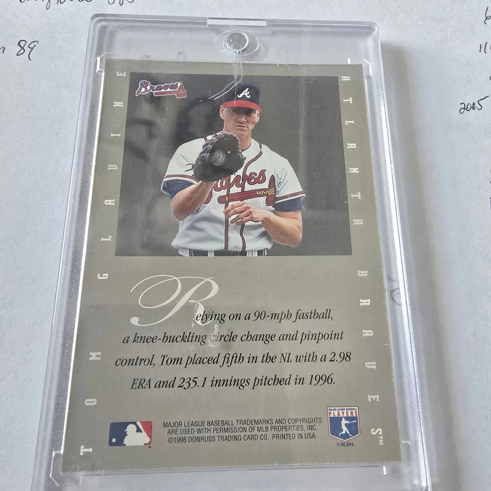 Auténtico firmado por Leaf 1996 Tom Glavine Foto 2 de 2