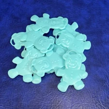 Lot of 11 Vtg Baby Blue Plastic Bear Shape Balloon Weights Premium Balloon