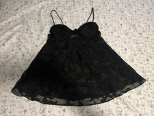 Vintage Seduction Wear by Cinema Etoile Nightgown Lingerie Sz L Black floral