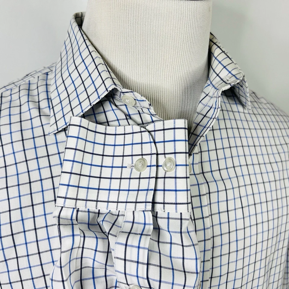 Camisa de Vestir Bonobos 16.5 36 Sin Arrugas Azul Blanco Algodón a Cuadros Ajuste Estándar Foto 4 de 4