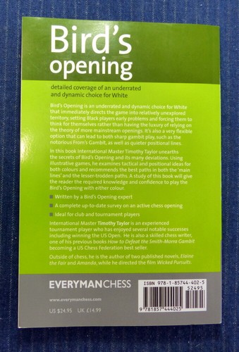 Birds Opening (Chess Book) Timothy Taylor, Everyman Chess, LIKE NEW - Imagen 2 de 8