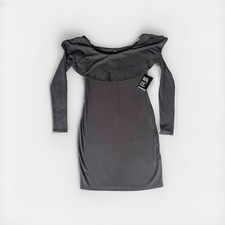 Express Off Shoulder Cowl Neck Long Sleeved Gray Midi Length Party Dress, Size S