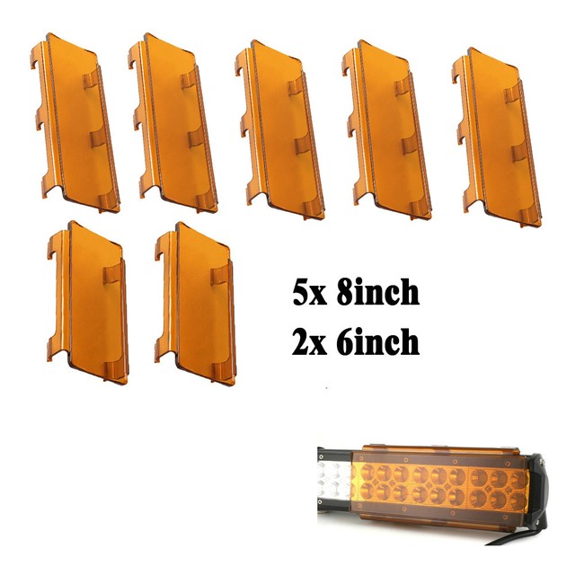 52" Inch Snap on Amber Cover 6" + 8" For LED Light Bar Offroad Driving
