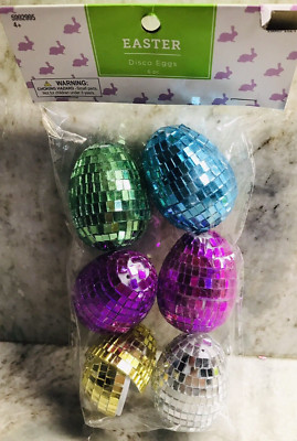 2 1/4''Disco Plastic Multi-Color Easter Eggs-1pk of 6ct-NEW(Some Glitter  Missing