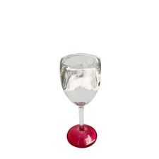 4 x PLASTIC ACRYLIC RED/CLEAR WINE GLASSES caravan motorhome marine camping bbq
