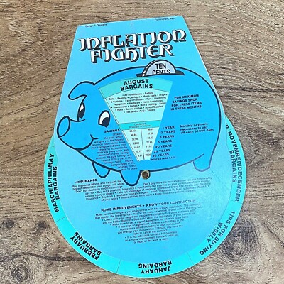 Vintage 1980s Inflation Fighter Financial Advice Tips Double Sided Card 