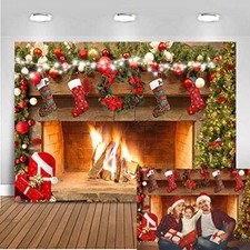 Christmas Fireplace Backdrop 7x5ft Merry Christmas Fireplace Family 7'x5'