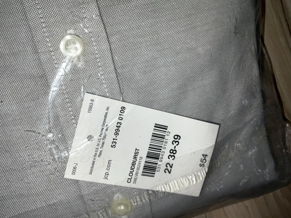 NWT Stafford Men's Dress Shirt Oxford Stretch Button Long Sleeve 22 38 39 Gray - Image 4 of 4