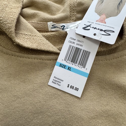 Tan Pullover Hoodie Neutral Safari Kangaroo Pocket SEVEN7 *NWT* / Sz XL - Picture 6 of 15