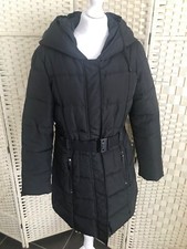 Dunnes Stores Belted Puffer Quilted Coat With Hood Black Size 12