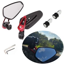 7/8" Motorcycle Bar End Mirrors Rearview Red Mirrors For Moto Guzzi V7 Stone
