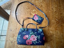 CATH KIDSTON FLORAL BLUE LONG STRAP CROSSBODY HANDBAG SHOULDER BAG SADDLE PURSE