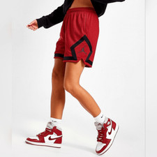 Jordan Heritage Diamond Basketball Women's Shorts L Bred Black Red DO5032-687
