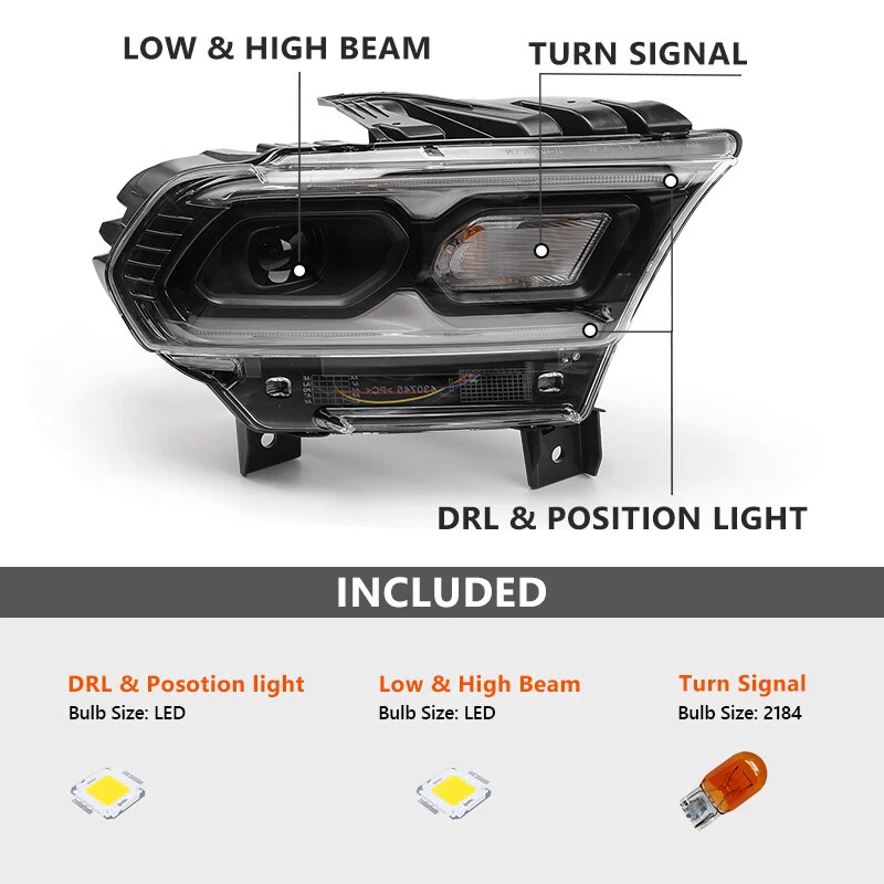 Black For Dodge Durango 2021-2024 LED DRL Headlight W/ Halogen Signal Passenger - Image 2 of 4