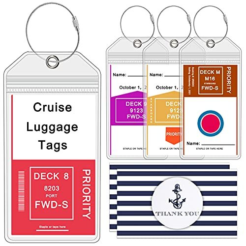 4 Packs Cruise Luggage Tag Holders for Carnival, NCL & Princess