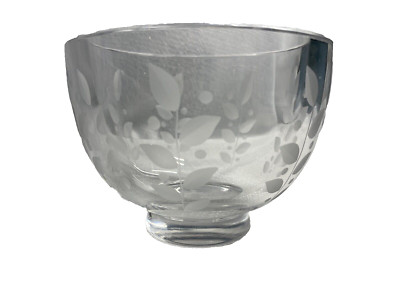 Orrefors Small Crystal Bowl Signed & Numbered Engraved Candy Nut Studio Art