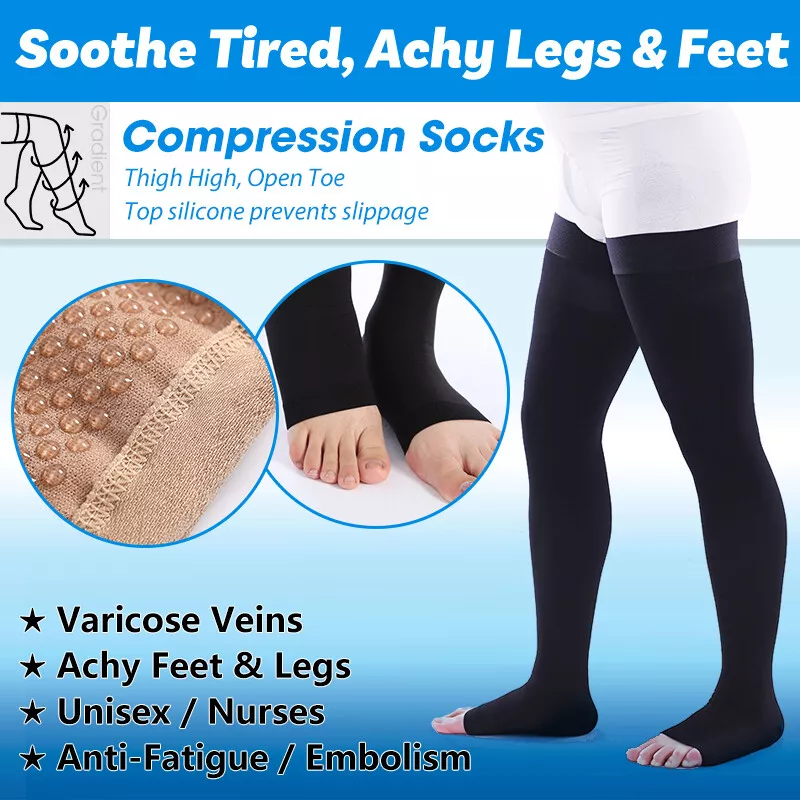 S-xl Elastic Open Toe Knee High Stockings Calf Compression Stockings  Varicose Veins Treat