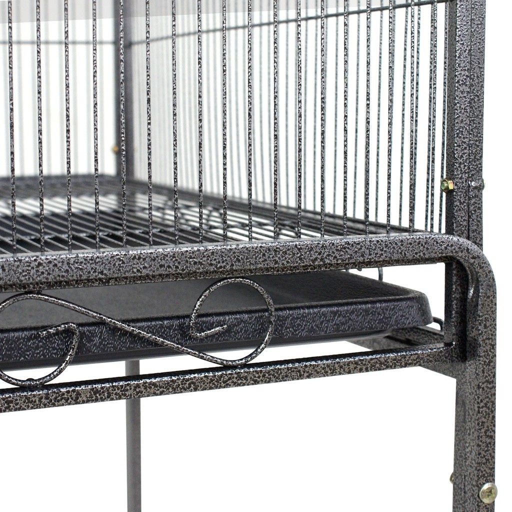 Large 53" Iron Bird Cage With Play Top For Parrots, Conures & Medium Birds - Black