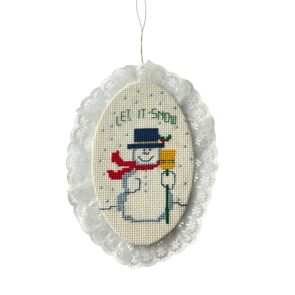 Christmas Cross Stitch Ornaments Lot of 9 Finished and Unfinished Craft - Image 2 of 4