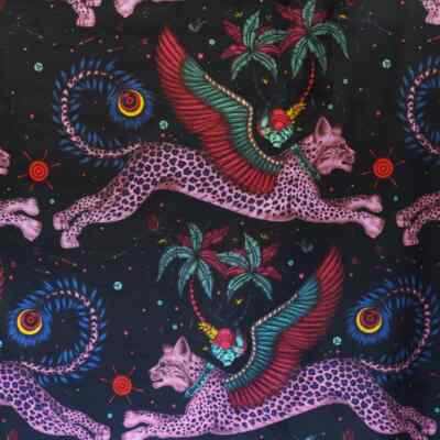 Emma J Shipley Lynx Navy Blue Velvet Fabric Curtain Upholstery Cushion Use