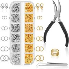 Jump Rings Kit: 1200Pcs for Jewelry Making, Necklace Repair with Pliers - Silver