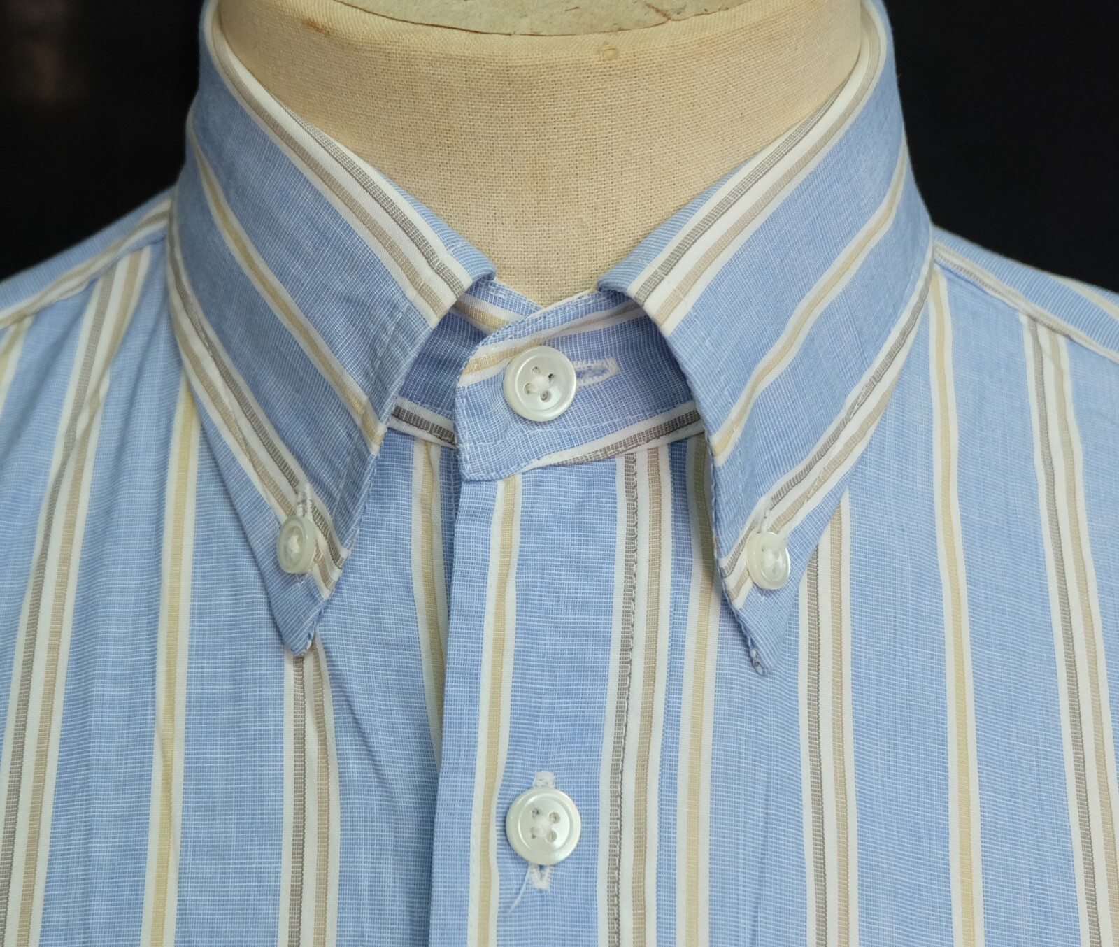 Faconnable Button Down Light Blue Striped Cotton … - image 3