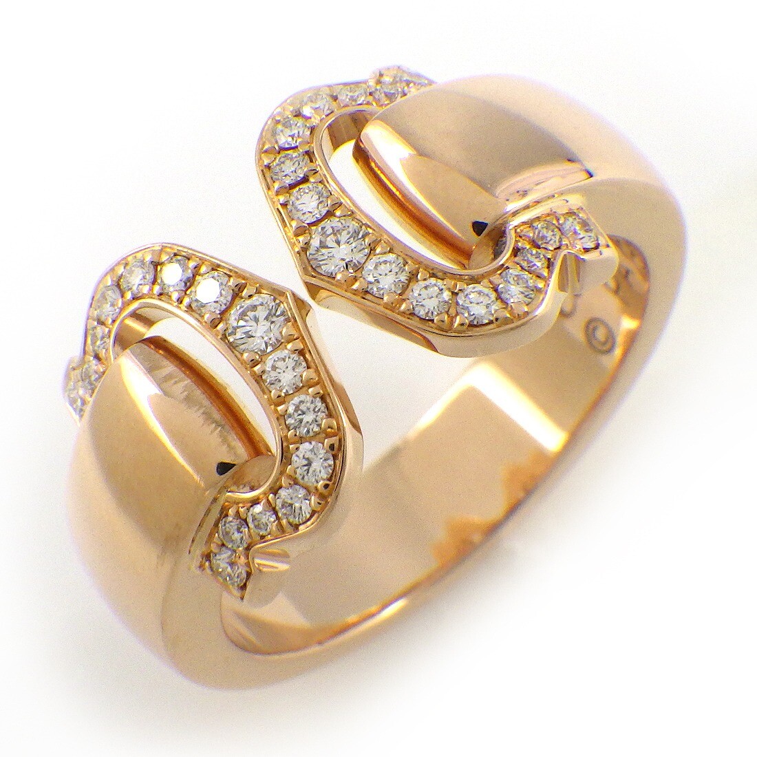 Cartier Ring Boucle C C2 2C Wide Open Diamond 750(18K) Rose