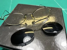 Excellent GIORGIO ARMANI Eyeglasses Frame w/ Clip-On Polarized Sunglass Lens 