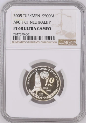 Turkmenistan 2005 ARCH OF NEUTRALITY - NGC PF68 - TOP POP 1/0