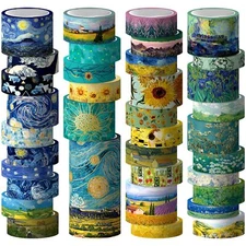Washi Tape Set 36 Rolls Van Gogh Vintage Gold Washy Tape Wide Decorative Tape...