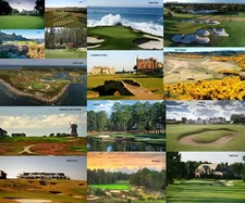 UNIQUE Golf Blanket 14 Famous Courses 50x60 Plush Fleece St Andrews Augusta +++